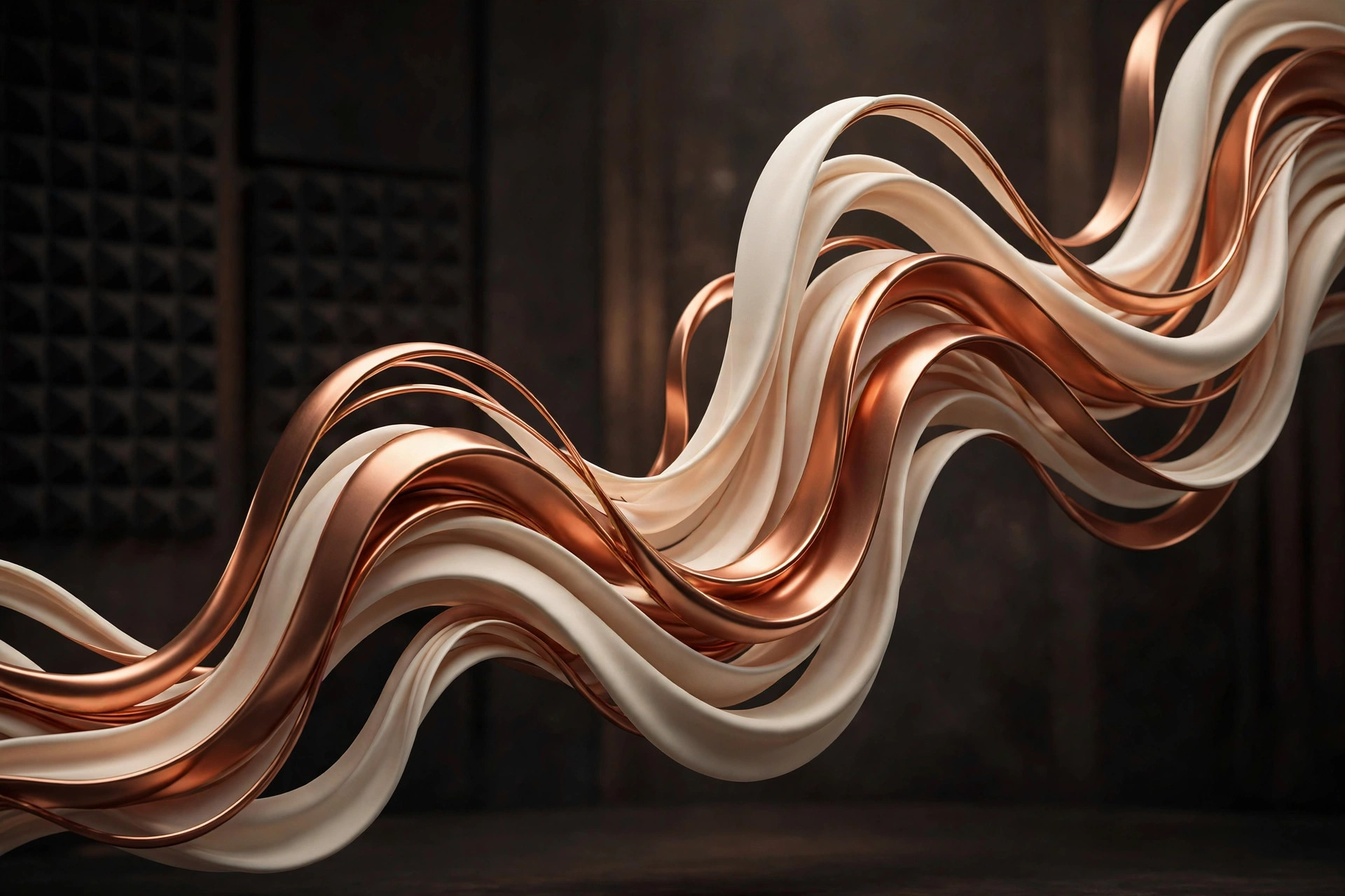 Abstract 3D render of flowing sound waves