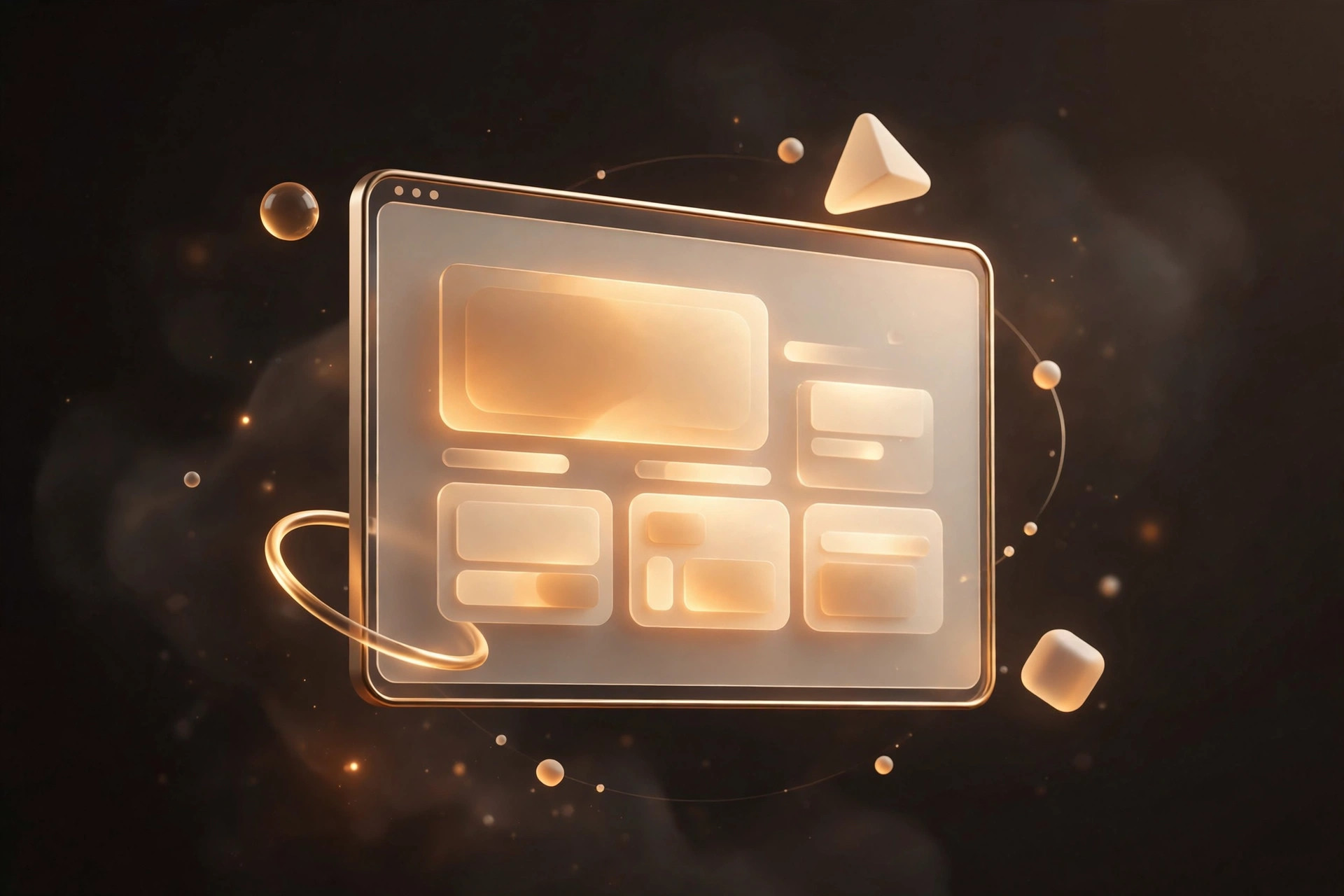 Abstract 3D render of a website interface