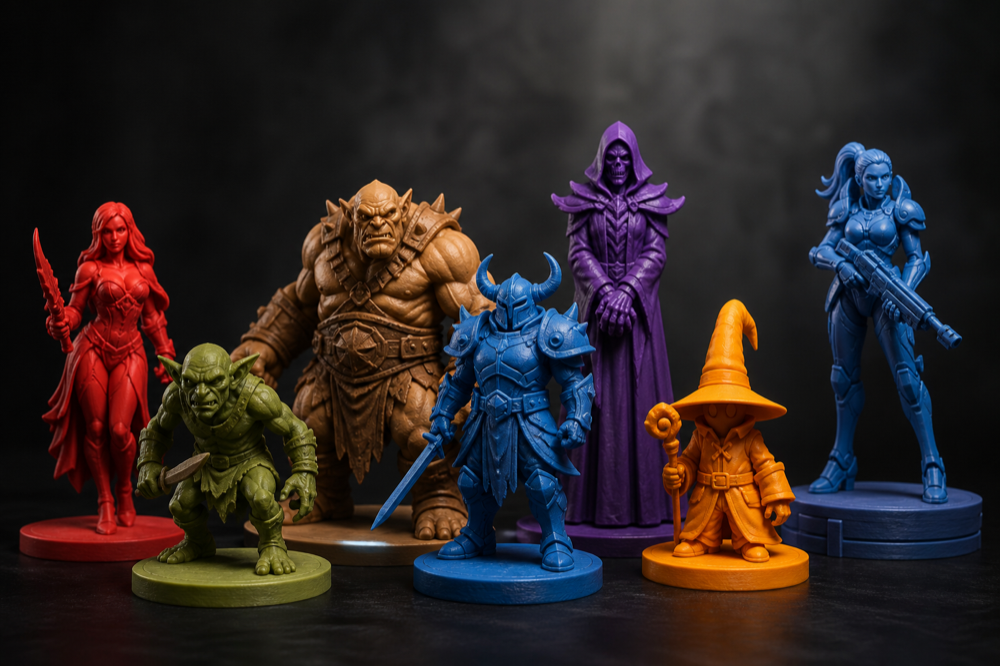Colorful 3D printed miniatures